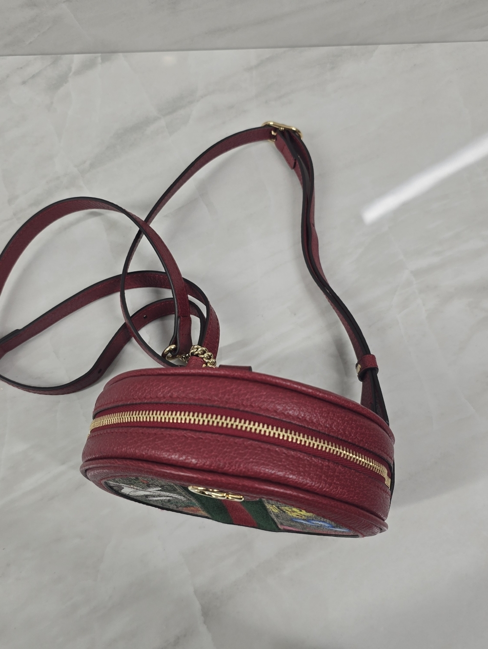Gucci Red Floral Round Crossbody Backpack - Picture 11 of 15